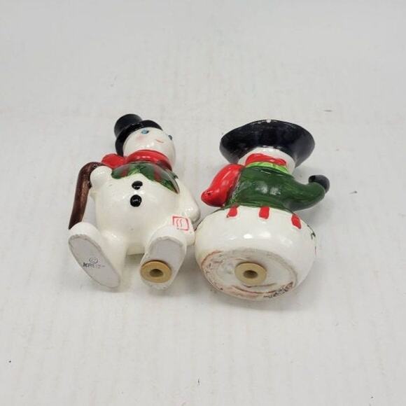 Vintage Kreiss Salt Pepper Shakers, Snowman Couple, MCM Christmas Decor - Picture 3 of 6